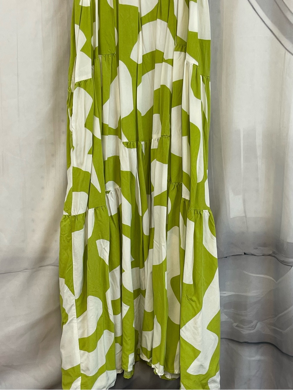 Anthropologie S Small maxi dress Abel the Label citron geometric strappy tier - Picture 4 of 16